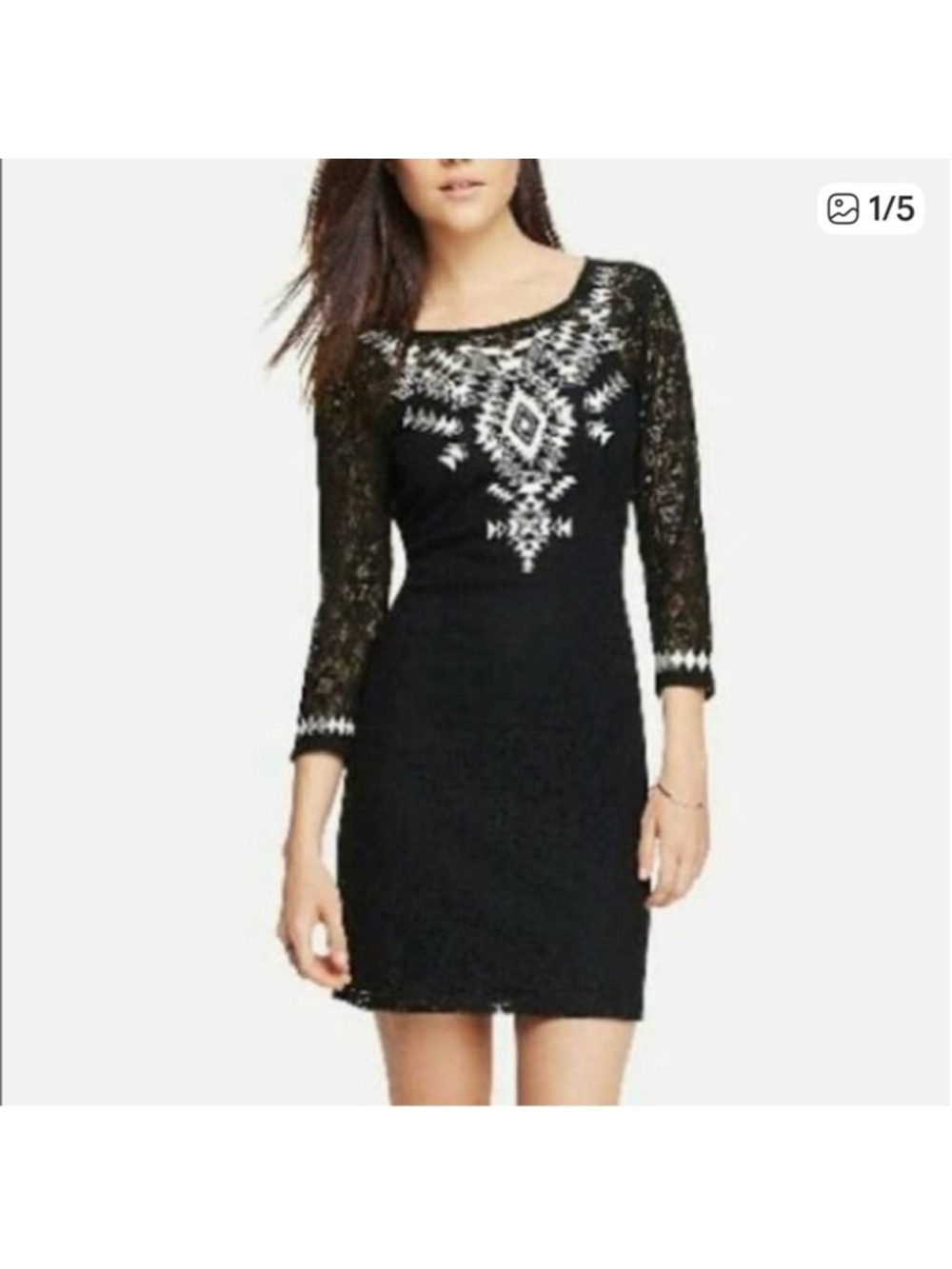 EXPRESS Aztec Tribal lace black mini dress size Medium